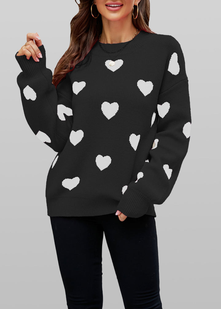 Damen Herzmuster Pullover Drune