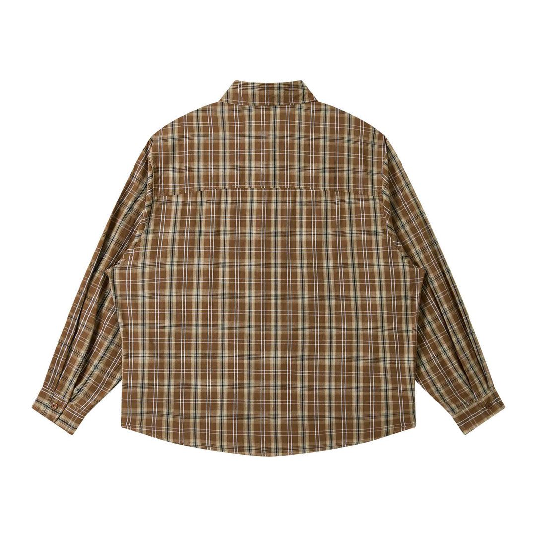 Herren Lockeres Karo-Workshirt aus Baumwollmischung mit aufgesetzter Brusttasche Drune