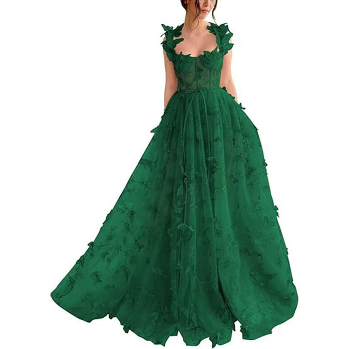 Damen Elegantes Maxikleid mit floralem Spitzenbesatz und transparenter Hülle Drune