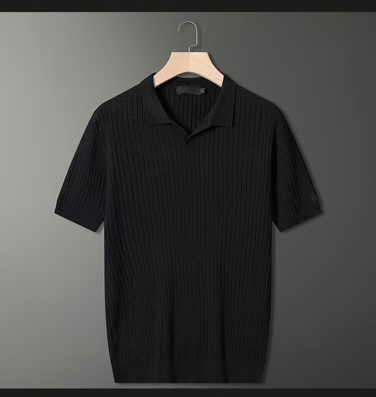 Herren Modisches Kurzarm-Strick Polohemd Drune