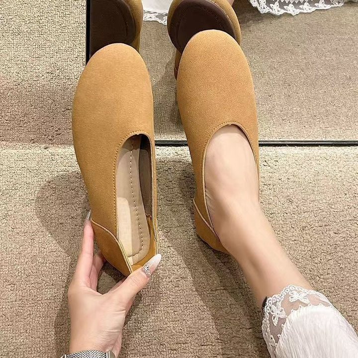 Damen Minimalistische Wildleder-Ballerina-Slipper mit gepolstertem Komfortfußbett Drune