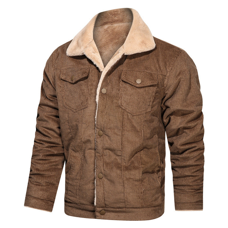 Herren Kord-Workerjacke mit Teddyfutter und Hemdkragen Drune