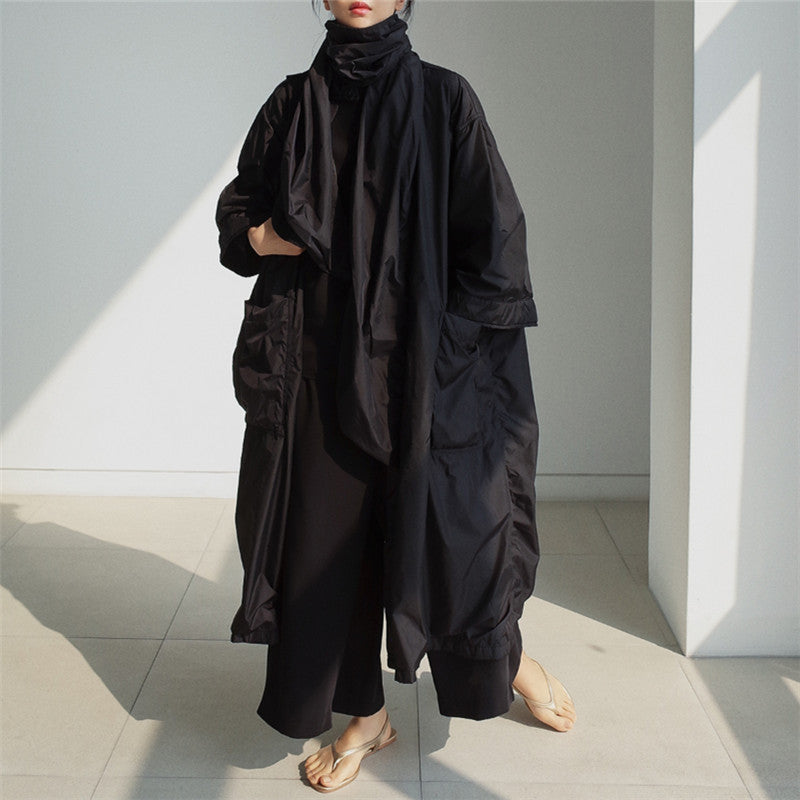 Damen Longline-Parka im leichten Windbreaker-Stil mit innenliegendem Futter, Tunnelzug und Pattentaschen Drune