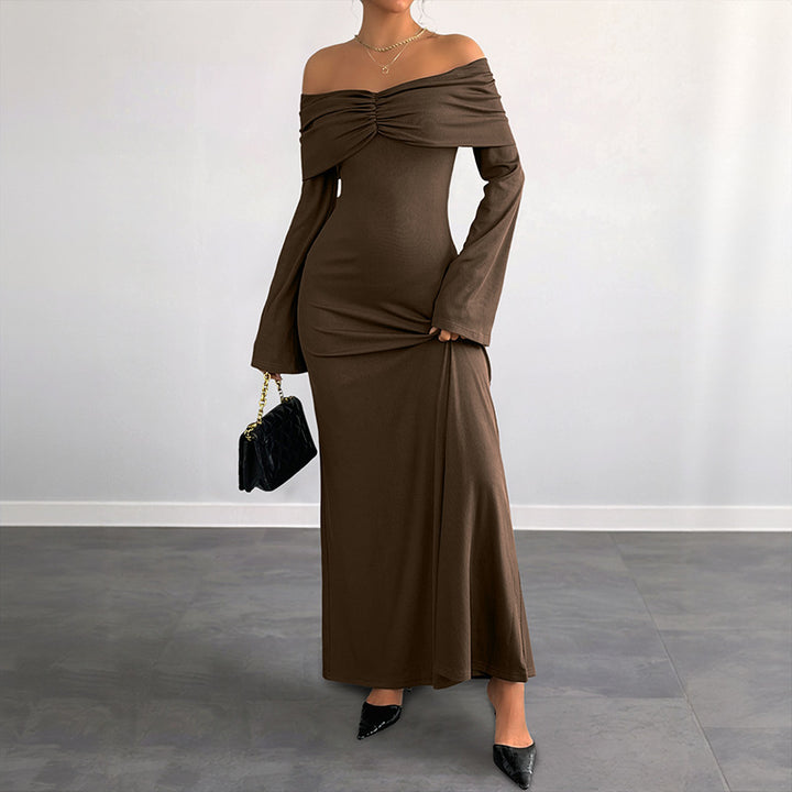 Damen Elegantes Off-Shoulder Maxikleid Drune