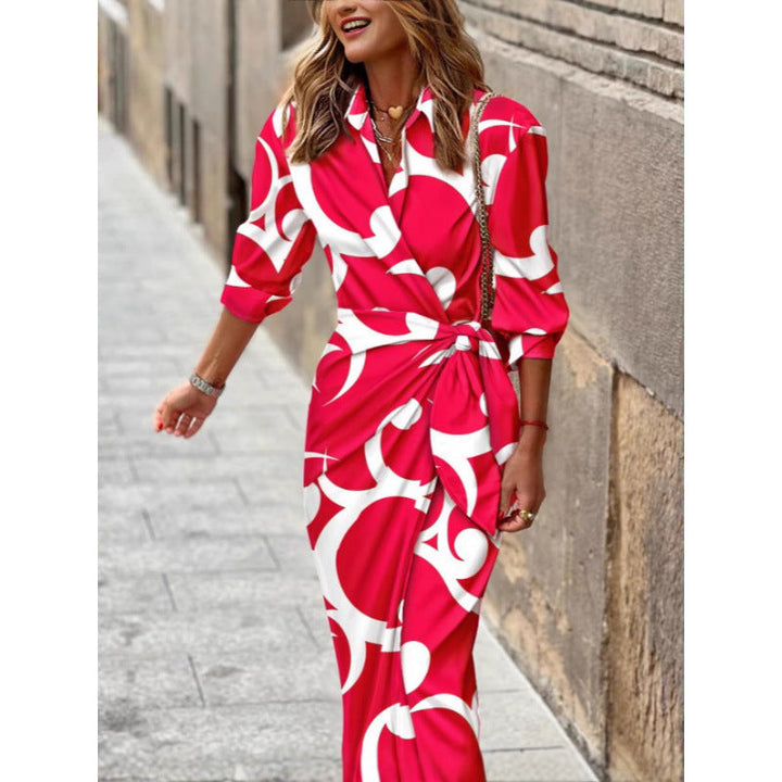 Frauen Elegantes Wrap Kleid Drune
