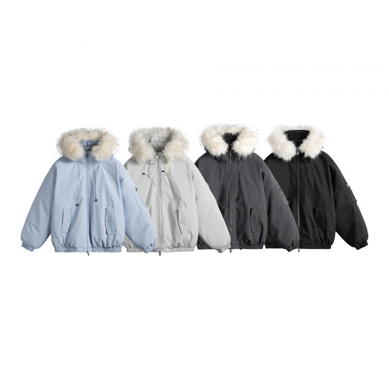Damen Wattierte Bomberjacke mit Kunstfellkapuze, Boxy‑Schnitt und Utility‑Taschen Drune
