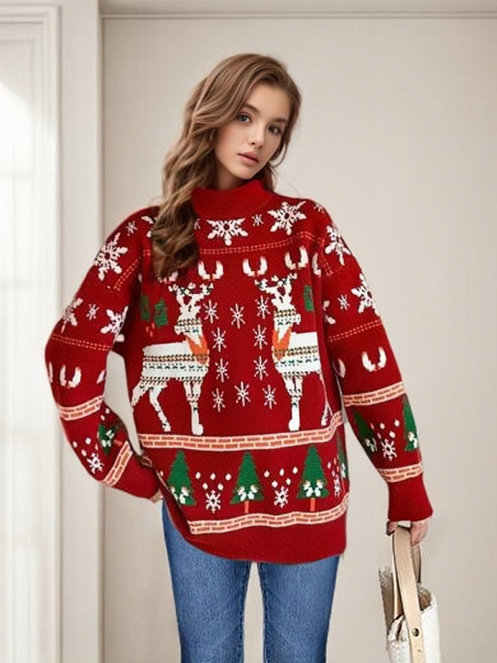 Damen Weihnachtspullover mit festlichem Motiv aus hochwertiger Baumwolle Drune