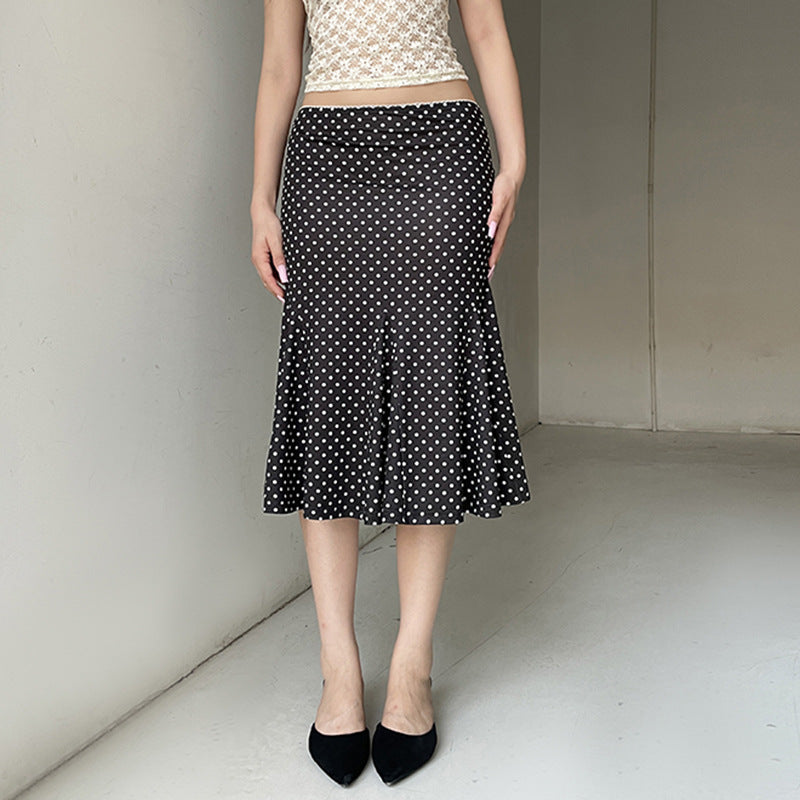 Damen eleganter, fließender Midi-Rock mit dehnbarem Bund und geschwungenem Saum Drune