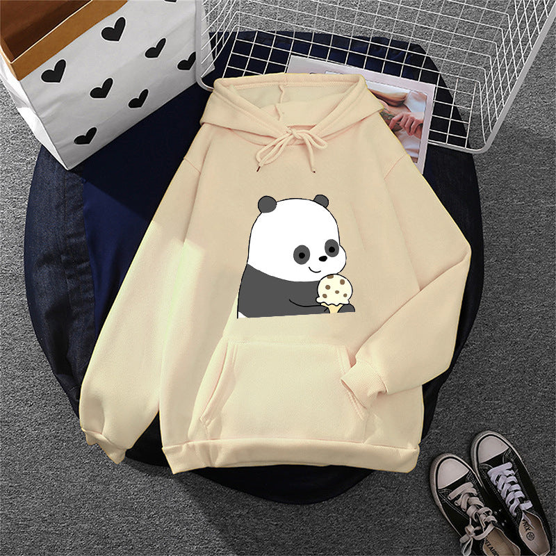 Damen nan oversized Kapuzenpullover im Streetstyle mit weichem Fleece-Innenfutter, Kängurutasche und farbenfrohem Cartoon-Katzen-Planet-Print Drune
