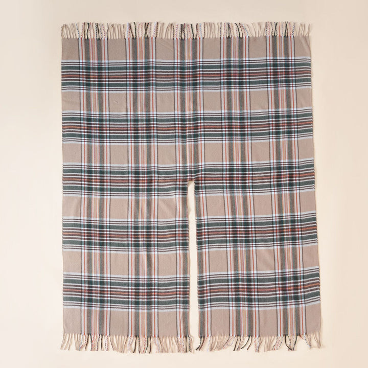 Damen Oversize-Wickelruana im Blockkaro mit Fransen-Detail Drune