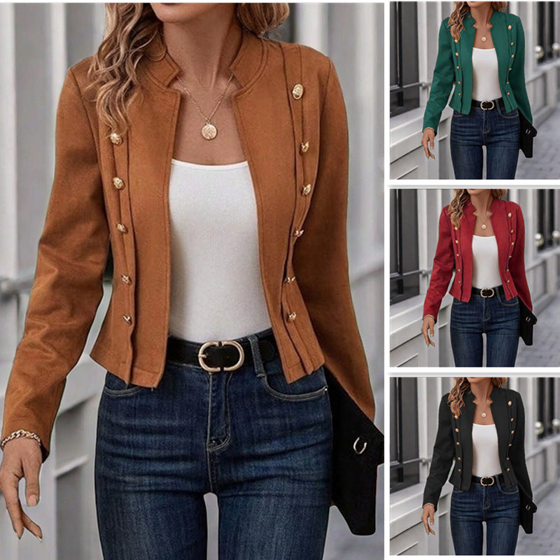Damen modische Blazerjacke mit eleganten Knopfdetails Drune