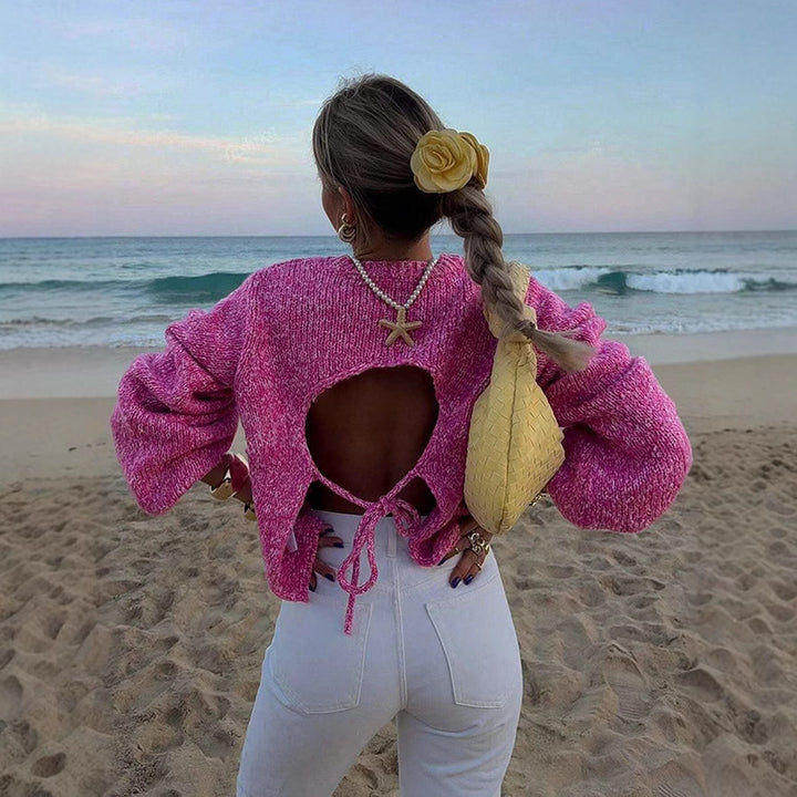 Damen Modischer Strickpullover mit weit geschnittenen Ärmeln Drune