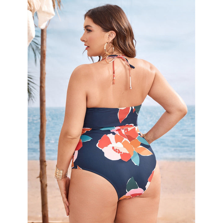 Damen Einteiler Badeanzug mit floralem Cut-Out und verstellbaren Trägern Drune