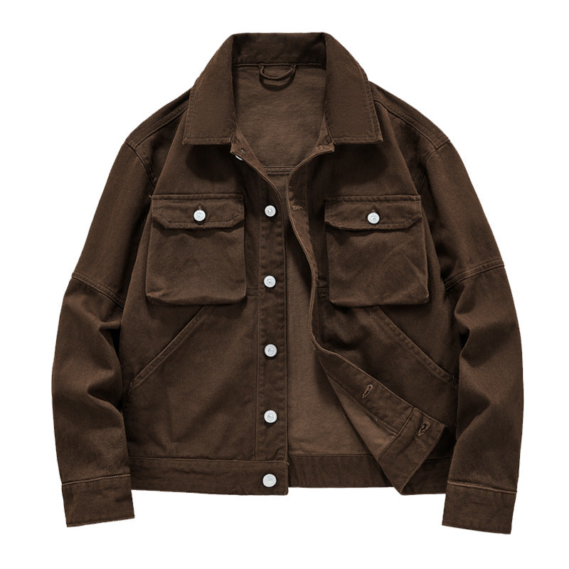 Herren nan kurze Worker-Jacke aus heavy-twill mit aufgesetzten Klappentaschen, schrägen Eingrifftaschen und verstärkten Nähten Drune
