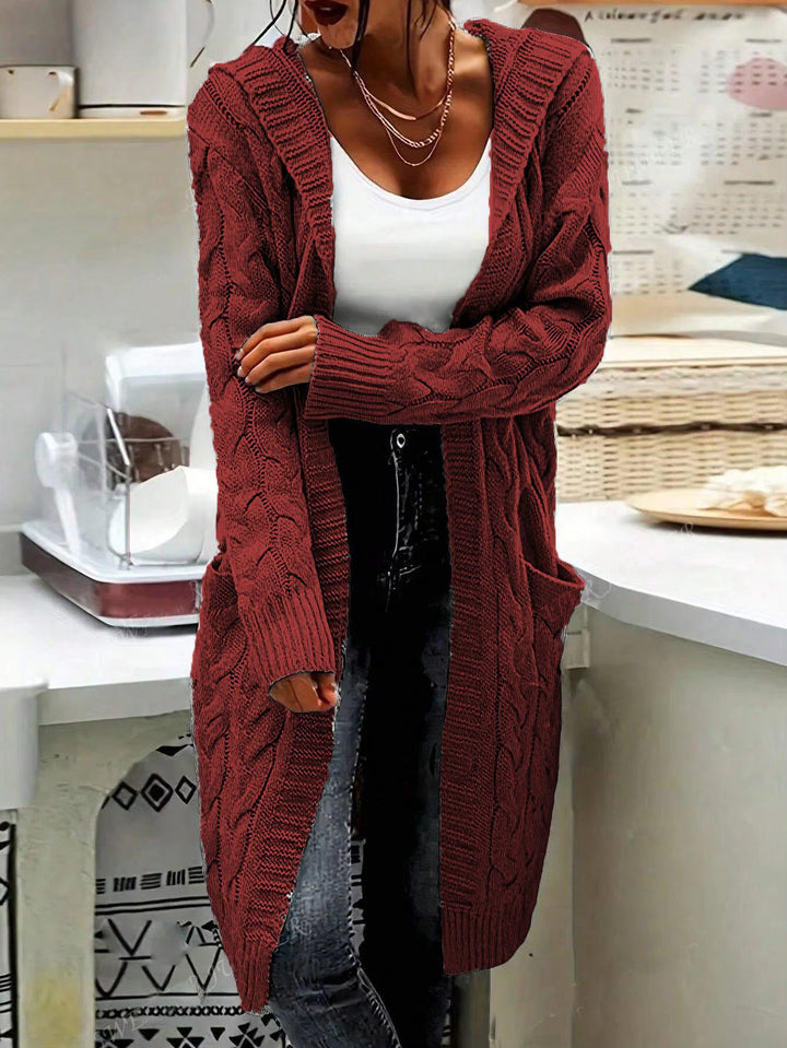 Damen Grobstrick Cardigan mit seitlichen Taschen und strukturiertem Zopfdesign Drune