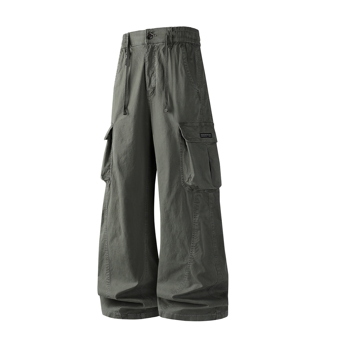 Herren Weite Utility-Cargohose mit Tunnelzugbund, Segmentnähten und großen Klappfächern Drune