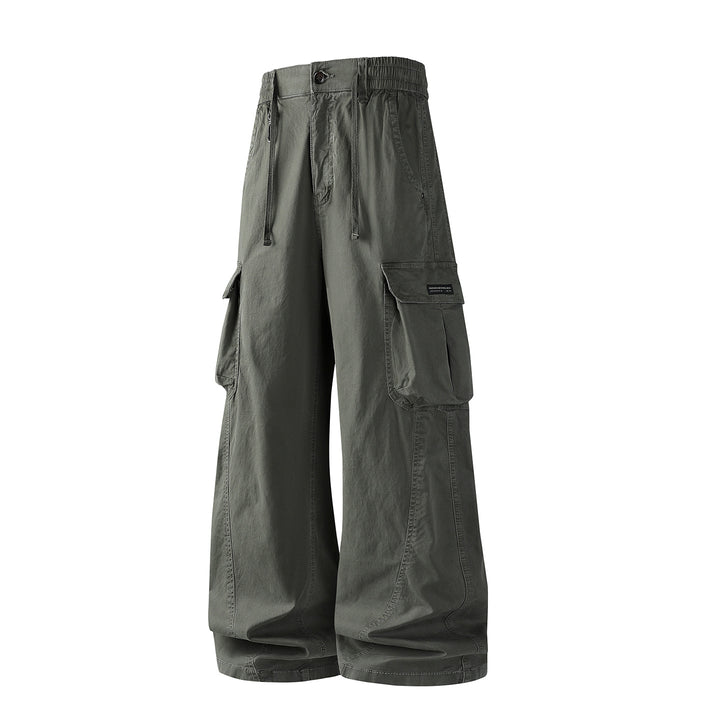 Herren Weite Utility-Cargohose mit Tunnelzugbund, Segmentnähten und großen Klappfächern Drune