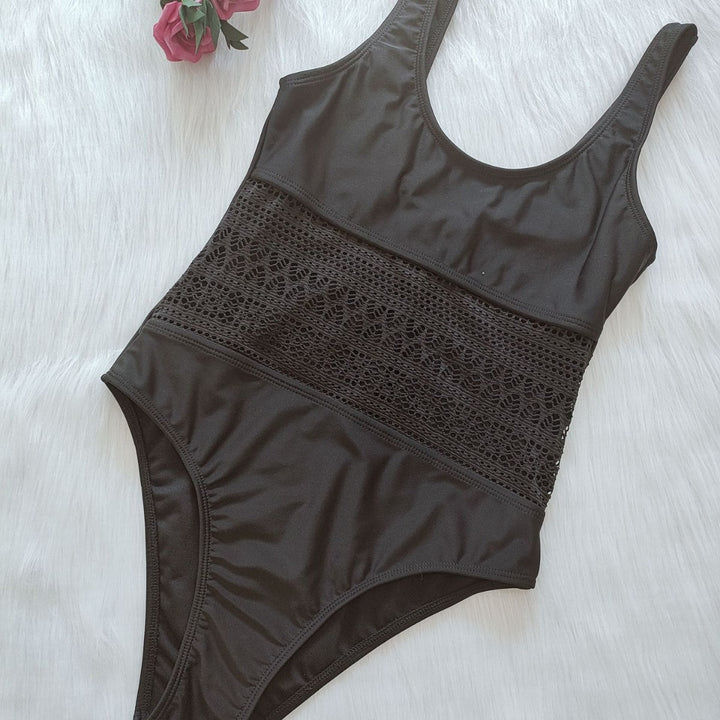 Damen Eleganter Einteiler-Badeanzug mit Spitzenakzenten Drune