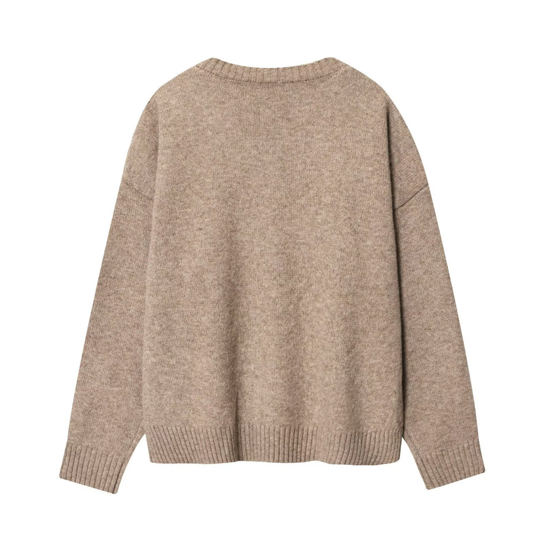 Damen komfortabler V-Ausschnitt Pullover Drune