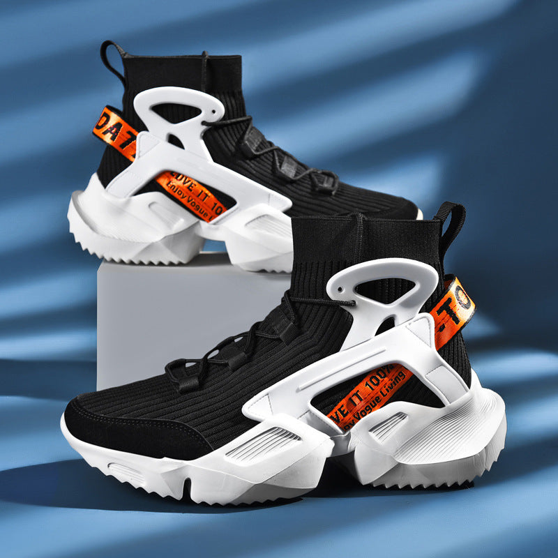 Herren Futuristische High-Top Strick-Sneaker mit Exoskelett-Fersenstütze Drune