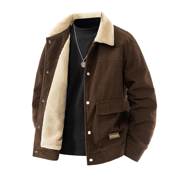 Herren Lässige Cordjacke mit Teddyfutter Drune
