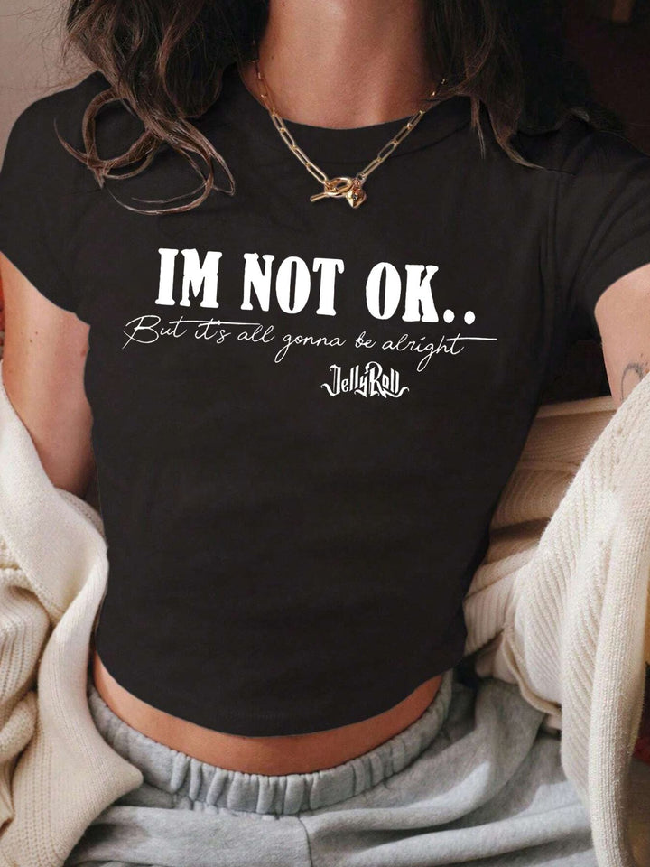 Damen Crop-Shirt mit inspirierendem Schriftzug Drune