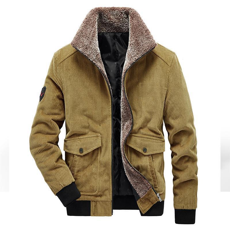 Herren Kord-Fieldblouson mit Sherpa-Innenfutter, Stehkragen und aufgesetzten Pattentaschen Drune