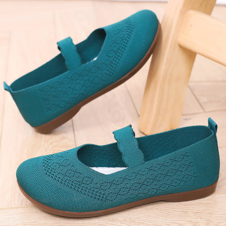 Damen nan gestrickter Mary-Jane-Slipper mit elastischem Riemen und ergonomischer Komfortsohle Drune