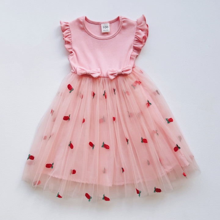 Mädchen Besticktes Tüll Festkleid mit Rüschensäumen Drune
