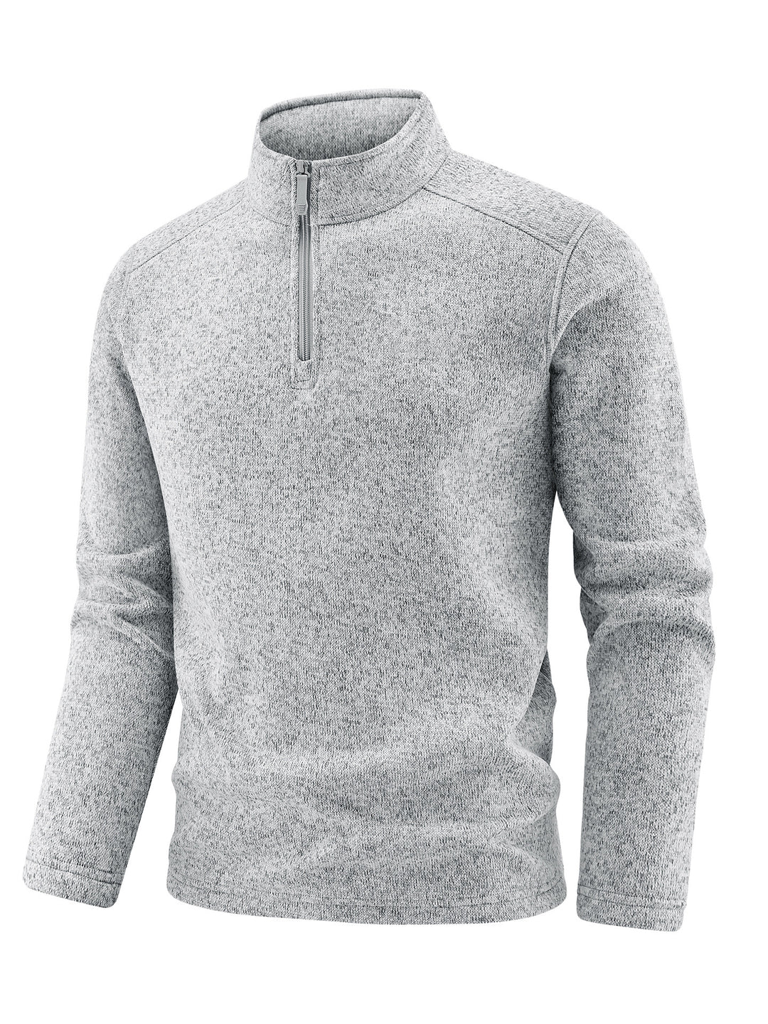Herren Thermischer Strick-Fleecepullover mit halbem Reißverschluss und Stehkragen Drune