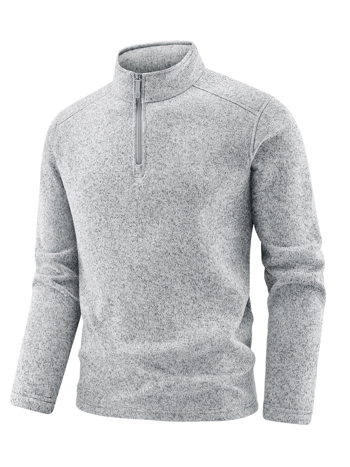 Herren Thermischer Strick-Fleecepullover mit halbem Reißverschluss und Stehkragen Drune