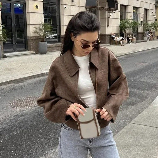 Damen stylische Fleecejacke im Oversized-Schnitt mit Reißverschluss Drune