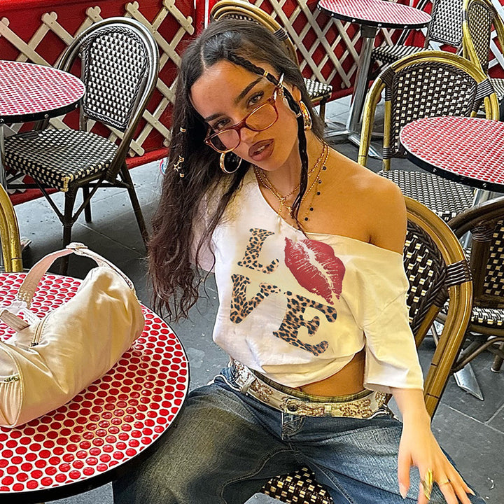 Damen T-Shirt mit tierischem Muster und auffälligem Druck Drune