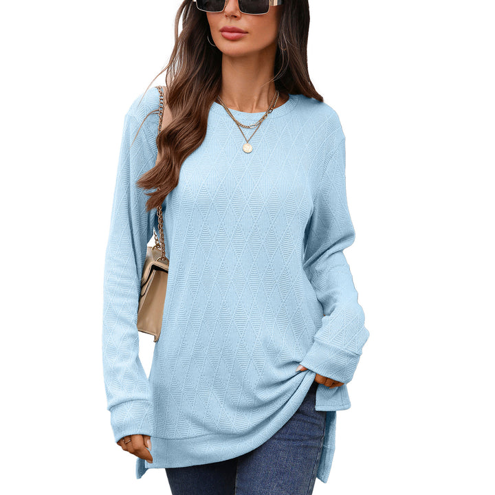 Damen Langarmshirt mit strukturiertem Muster und seitlichen Schlitzen Drune