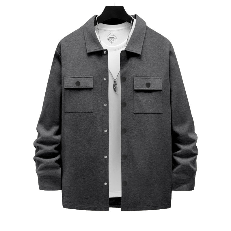 Herren nan arbeitsinspirierte Hemdjacke mit Druckknopfleiste, aufgesetzten Brusttaschen und kastiger Passform Drune