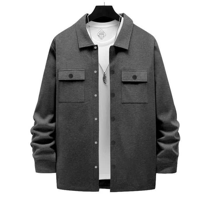 Herren nan arbeitsinspirierte Hemdjacke mit Druckknopfleiste, aufgesetzten Brusttaschen und kastiger Passform Drune