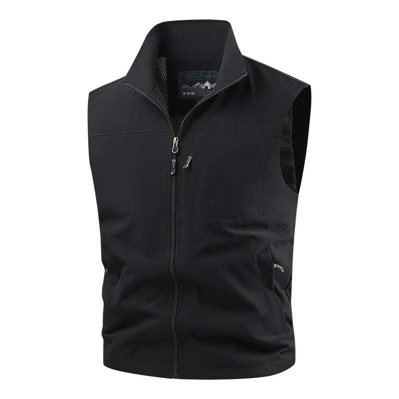 Herren Softshell-Tactical-Weste mit atmungsaktivem Mesh-Futter und Reißverschlusstaschen Drune