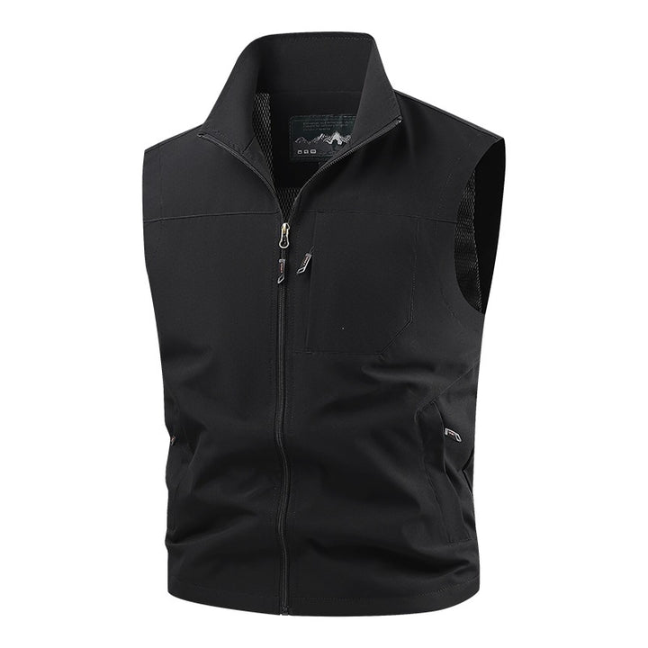 Herren Softshell-Tactical-Weste mit atmungsaktivem Mesh-Futter und Reißverschlusstaschen Drune