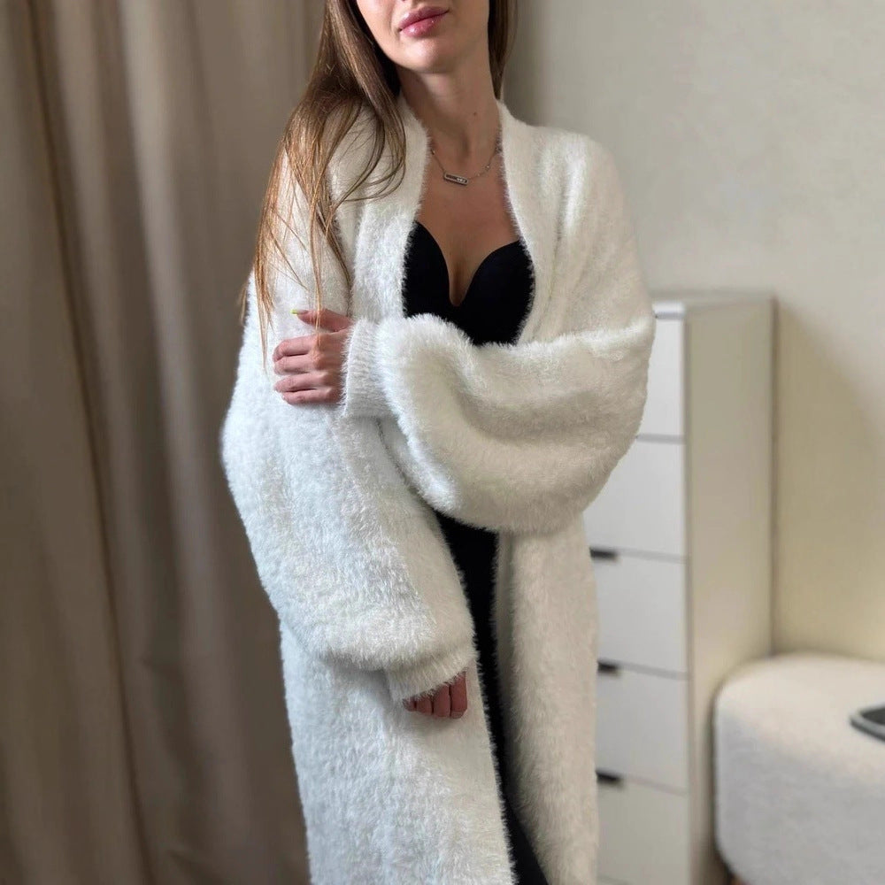 Damen Flauschiger Strickmantel Drune