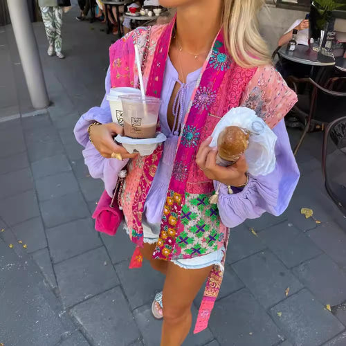 Damen Kurze, bestickte Sommerjacke Drune