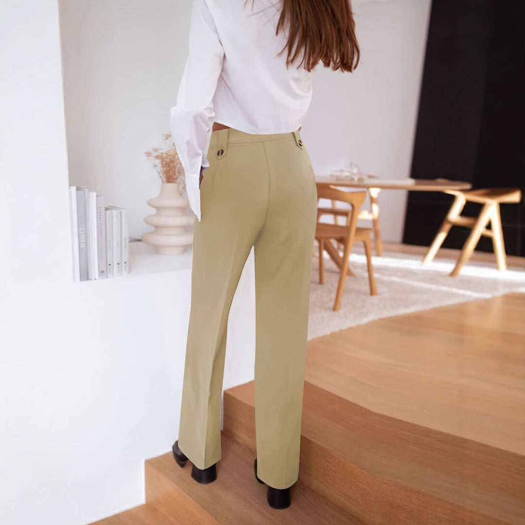 Damen Hochtaillierte Palazzo‑Hose mit Bundriegel, Bügelfalte und weitem Bein Drune