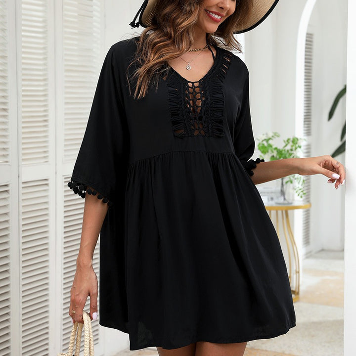 Damen Strandkleid mit verspieltem Häkelbesatz und umschmeichelndem Schnitt Drune