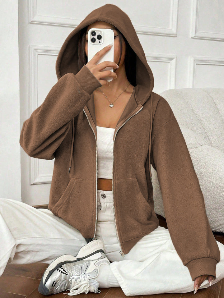 Damen Fleecejacke mit Kapuze und Reißverschluss Drune