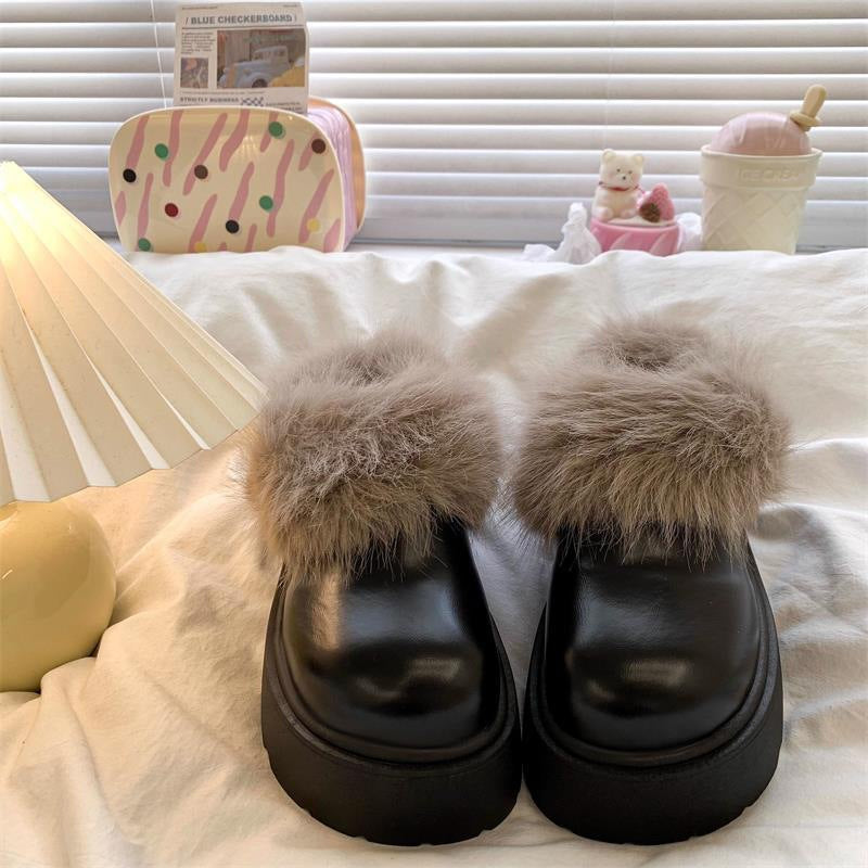 Damen Flauschige Clogs mit hochwertigem Kunstfell und robuster Sohle Drune