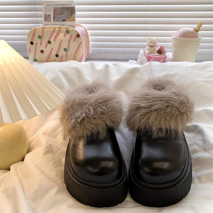 Damen Flauschige Clogs mit hochwertigem Kunstfell und robuster Sohle Drune