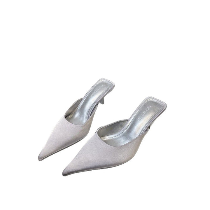 Damen Spitz zulaufende Mule mit niedrigem Kittenabsatz und fersenfreiem Design Drune