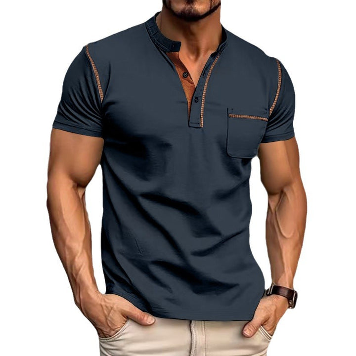 Herren Kurzarm-Henley-Shirt mit modischen Akzenten Drune