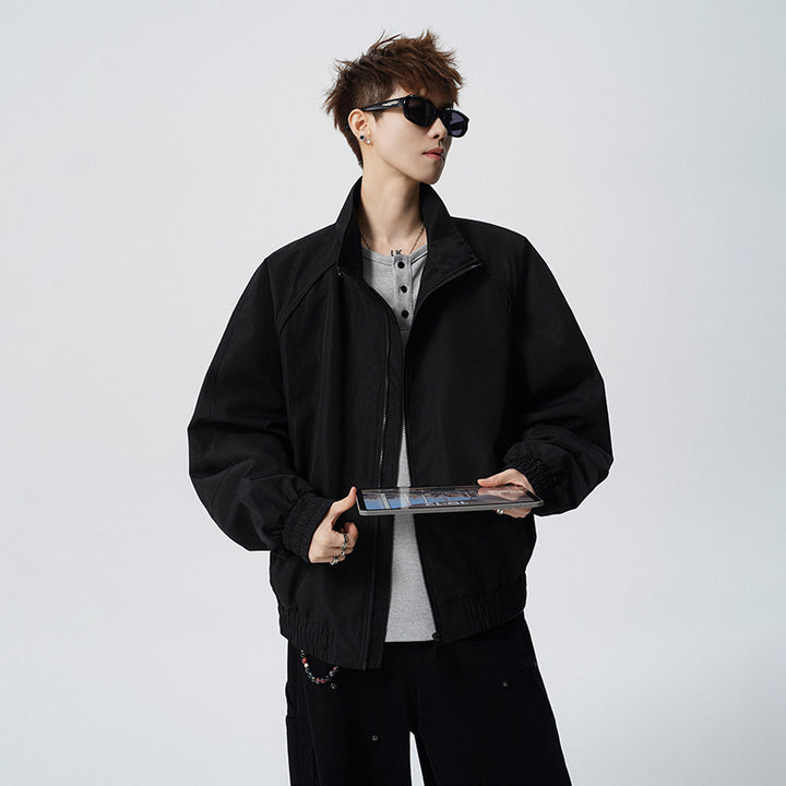 Unisex Oversized Windjacke mit Stehkragen und Raglanärmeln Drune