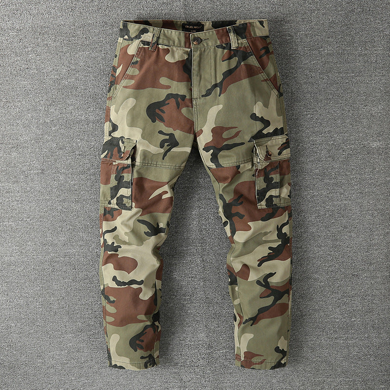 Herren Cargohose mit taktischem Tarnmuster und mehreren Klappentaschen Drune