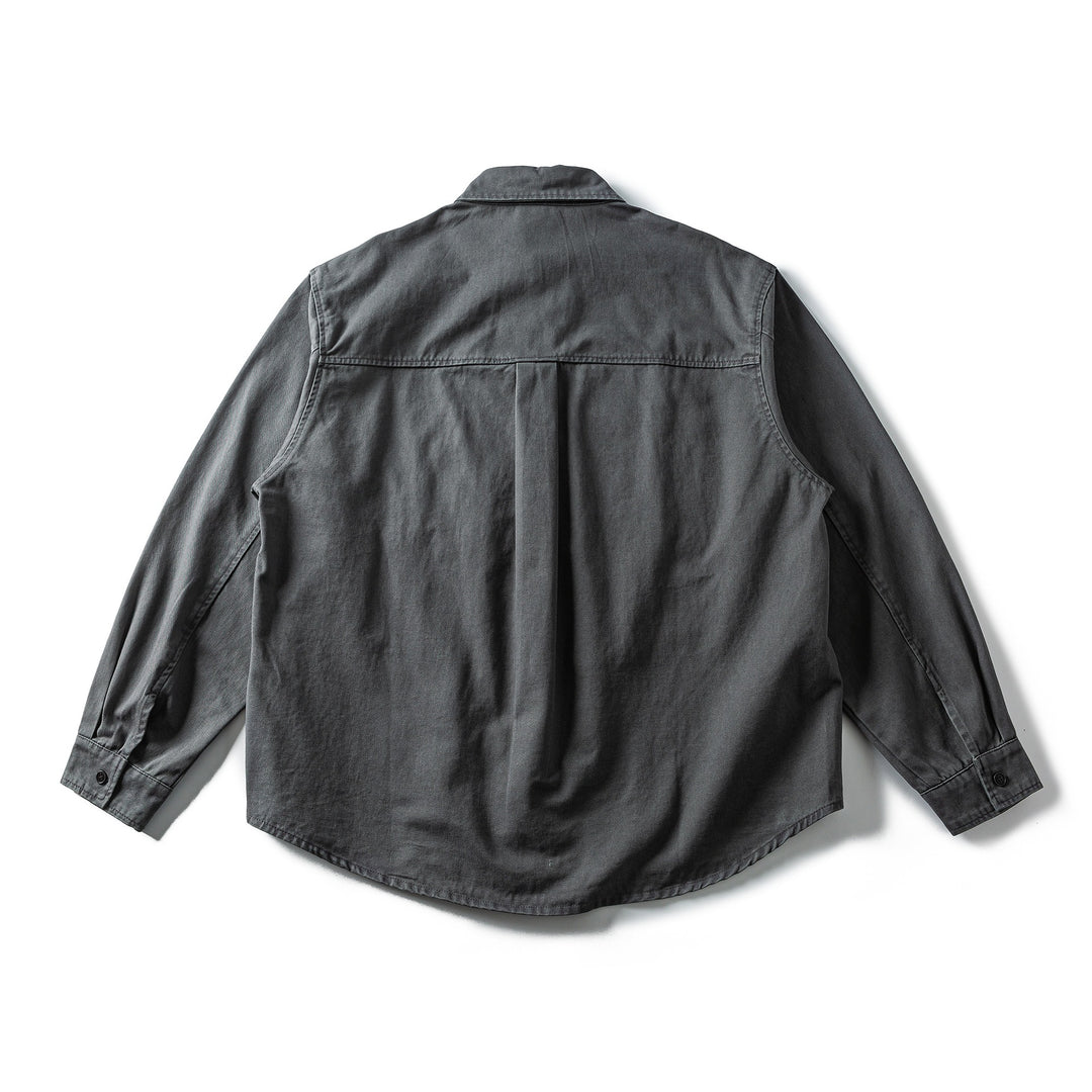 Herren Oversized Baumwoll-Overshirt mit Stickerei und Brusttasche Drune